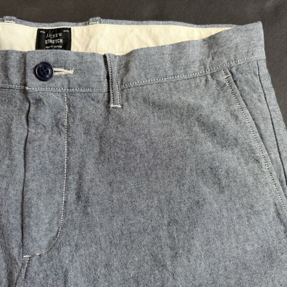 New J Crew Chambray Chino Pants Men 33 x 30 484 Slim Fit Stretch Cotton Blue - Picture 6 of 9